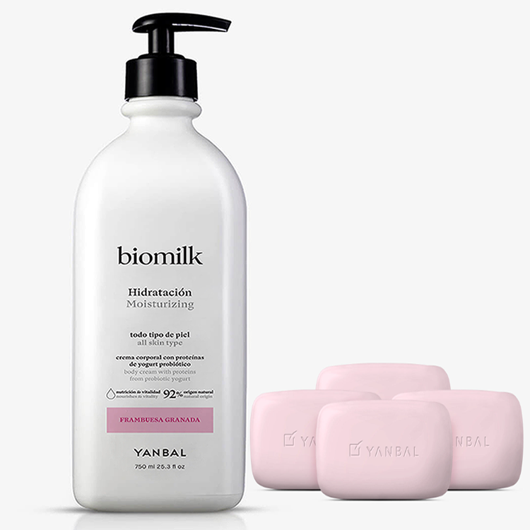 SET CREMA CORPORAL HIDRATACIÓN BIOMILK FRAMBUESA GRANADA + JABÓN BARRA 4 UNIDADES - 1