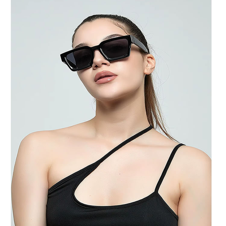LENTES DE SOL CUADRADA TENDENCIA PERSONALIZADA ESTILO FEMENINO - NEGRO - 3