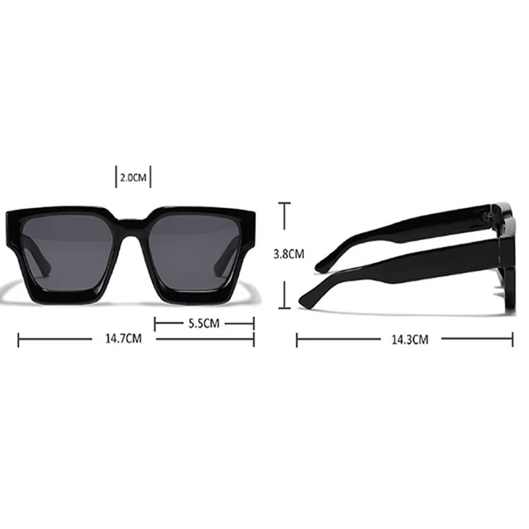 LENTES DE SOL CUADRADA TENDENCIA PERSONALIZADA ESTILO FEMENINO - NEGRO - 5