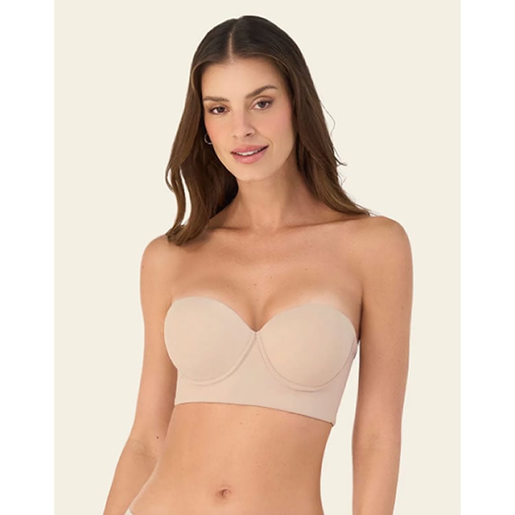 BRASIER STRAPLESS ESPALDA ANCHA REALCE ALTO BUSTIER 360° DE PERFECCIÓN 802 NUDE 38B - 1