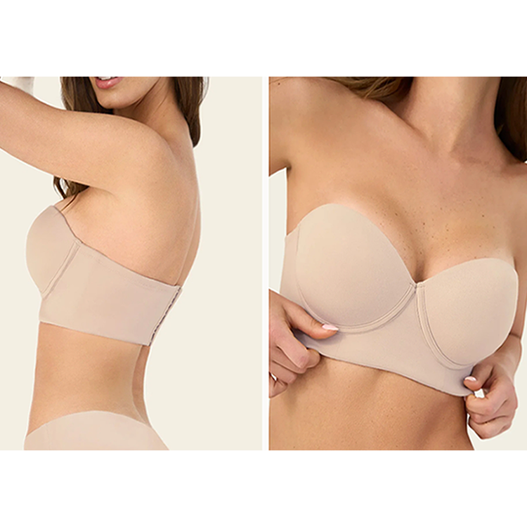 BRASIER STRAPLESS ESPALDA ANCHA REALCE ALTO BUSTIER 360° DE PERFECCIÓN 802 NUDE 38B - 5