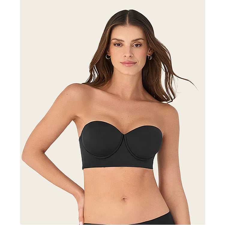 BRASIER STRAPLESS ESPALDA ANCHA REALCE ALTO BUSTIER 360° DE PERFECCIÓN 700 NEGRO 38B - 1
