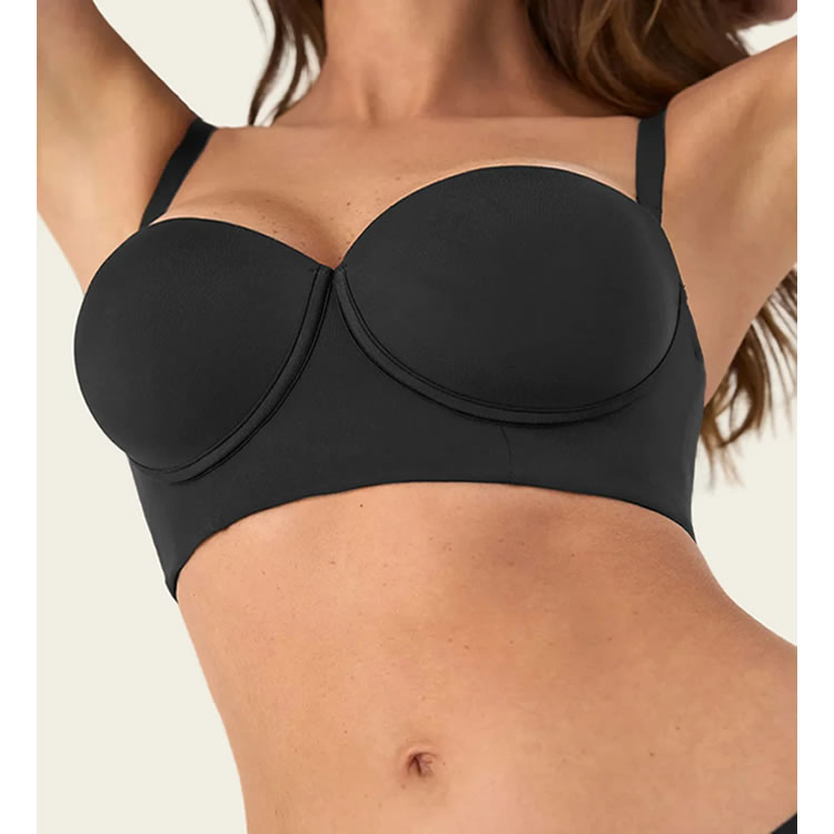 BRASIER STRAPLESS ESPALDA ANCHA REALCE ALTO BUSTIER 360° DE PERFECCIÓN 700 NEGRO 38B - 6