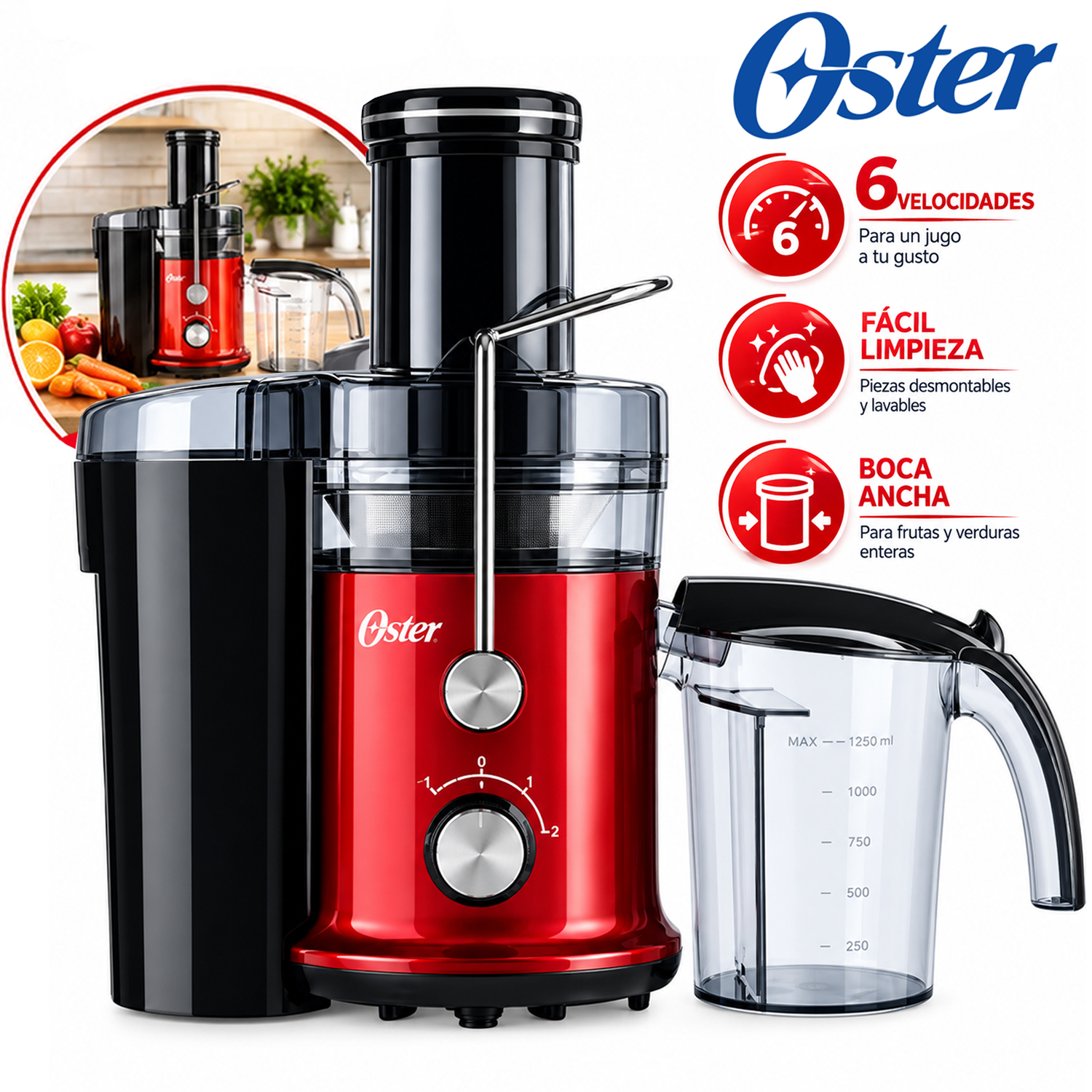 EXTRACTOR OSTER FPSTJE320R 600W JUGOS - 1