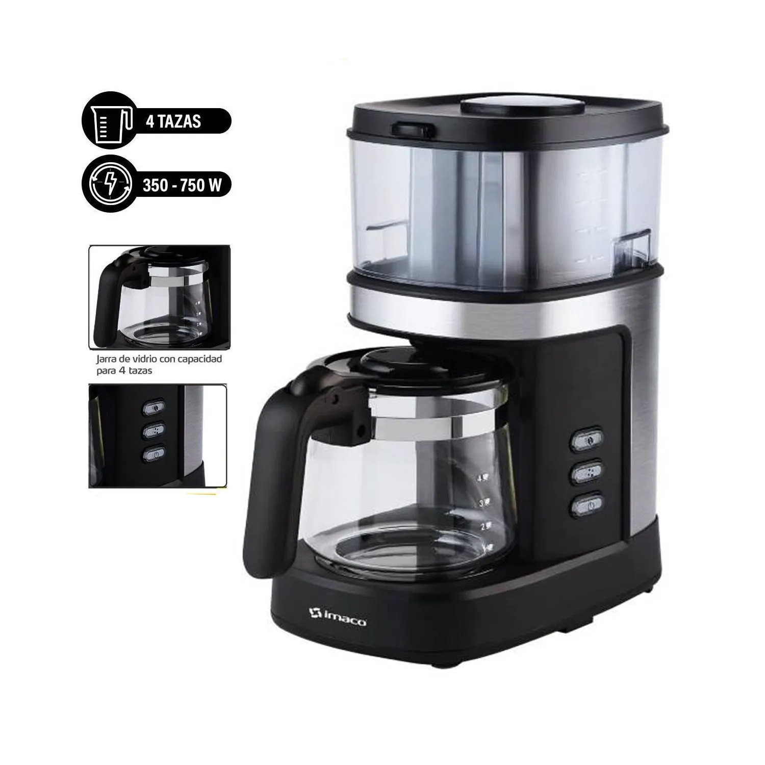 CAFETERA CON MOLEDOR DE CAFÉ IMACO ICMG4070 750W - 4