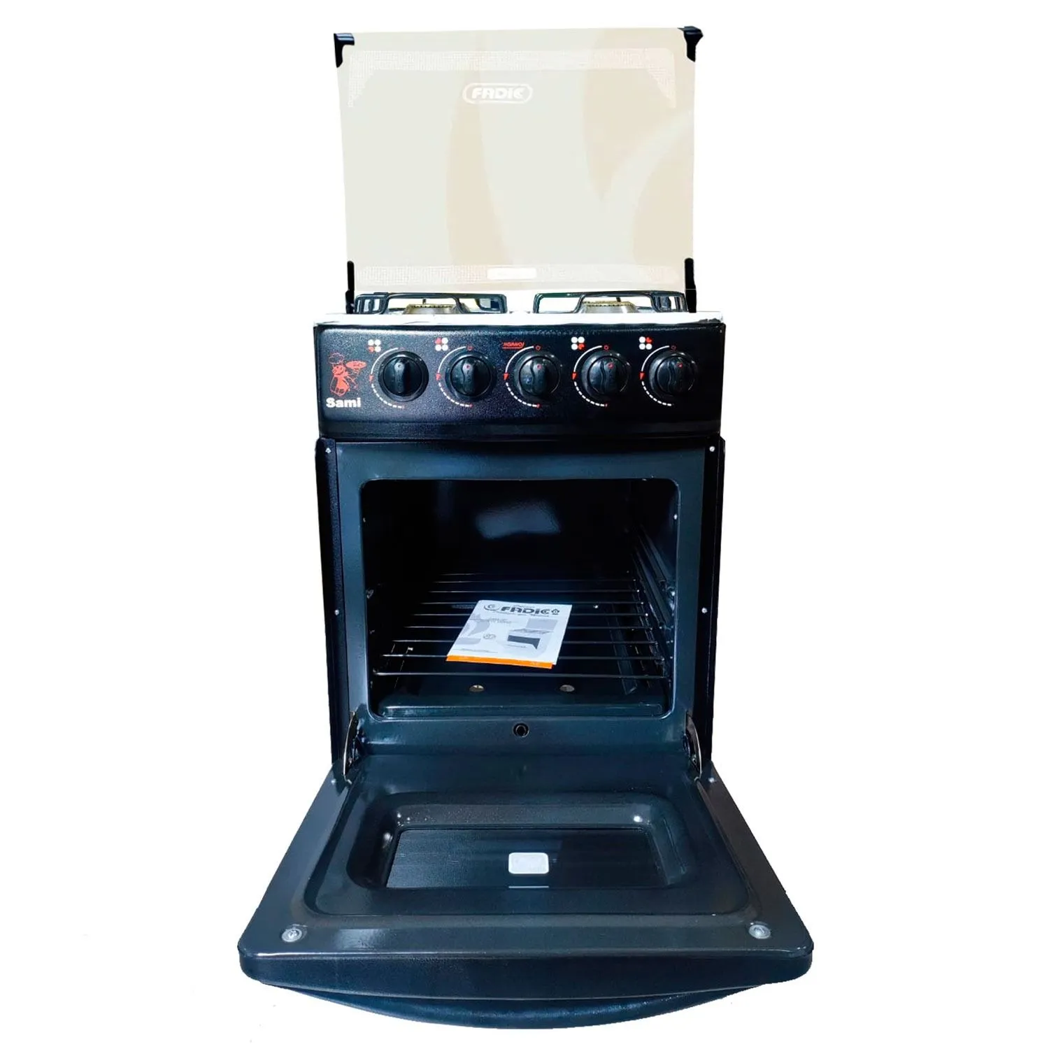 COCINA 4 HORNILLAS FADIC CON TAPA VIDRIO Y HORNO 4H NEGRO +PROTECTOR SAMI - 2