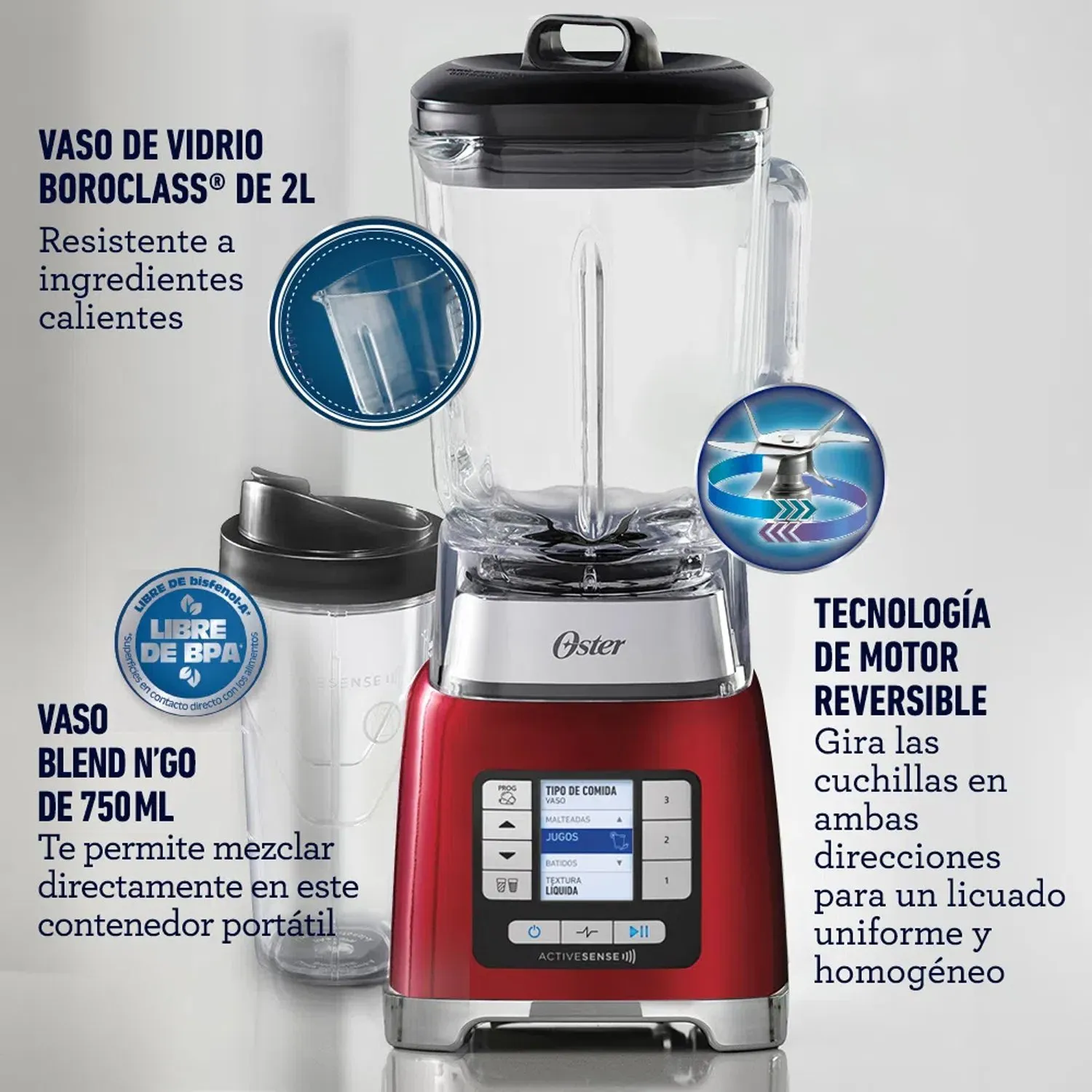 LICUADORA OSTER BLSTTDG-RBG ACTIVESENSE 2 LITROS - 3