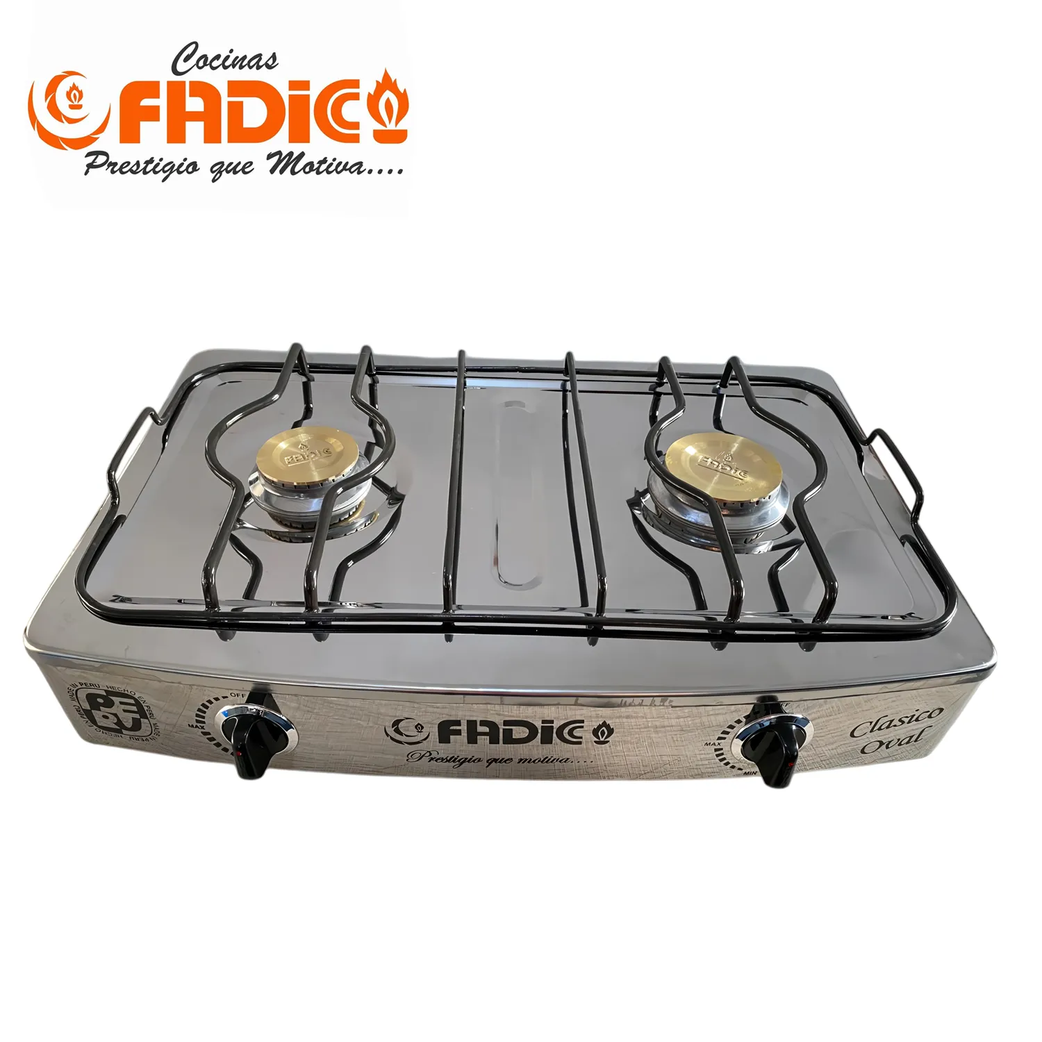 COCINA DE MESA FADIC 2 QUEMADORES OVAL CLÁSICO ACERO - 6