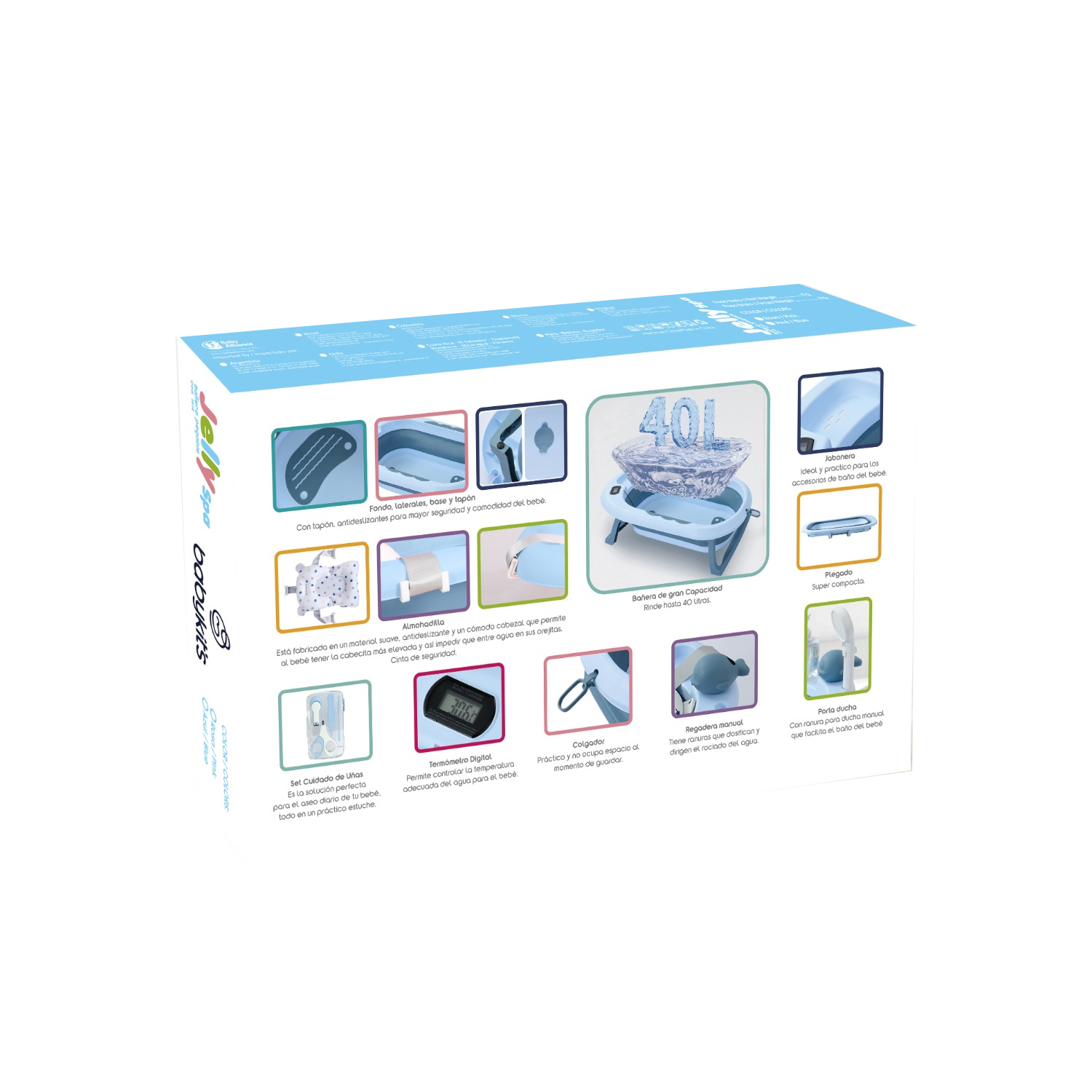NUEVO TINA BAÑERA PLEGABLE JELLY CON TERMÓMETRO BLUE - 8