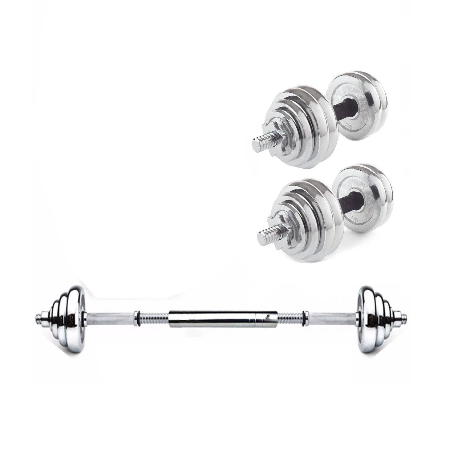 SET PESAS YORK 30KG MANCUERNAS BARRA ADAPTADORA - 2