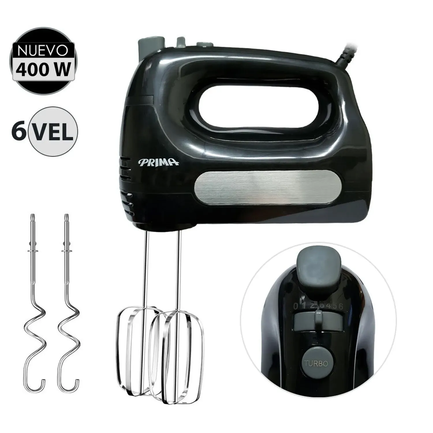 BATIDOR PRIMA HM9105E-GSN NEGRO MANUAL 6 VELOCIDADES 400WATTS - 1