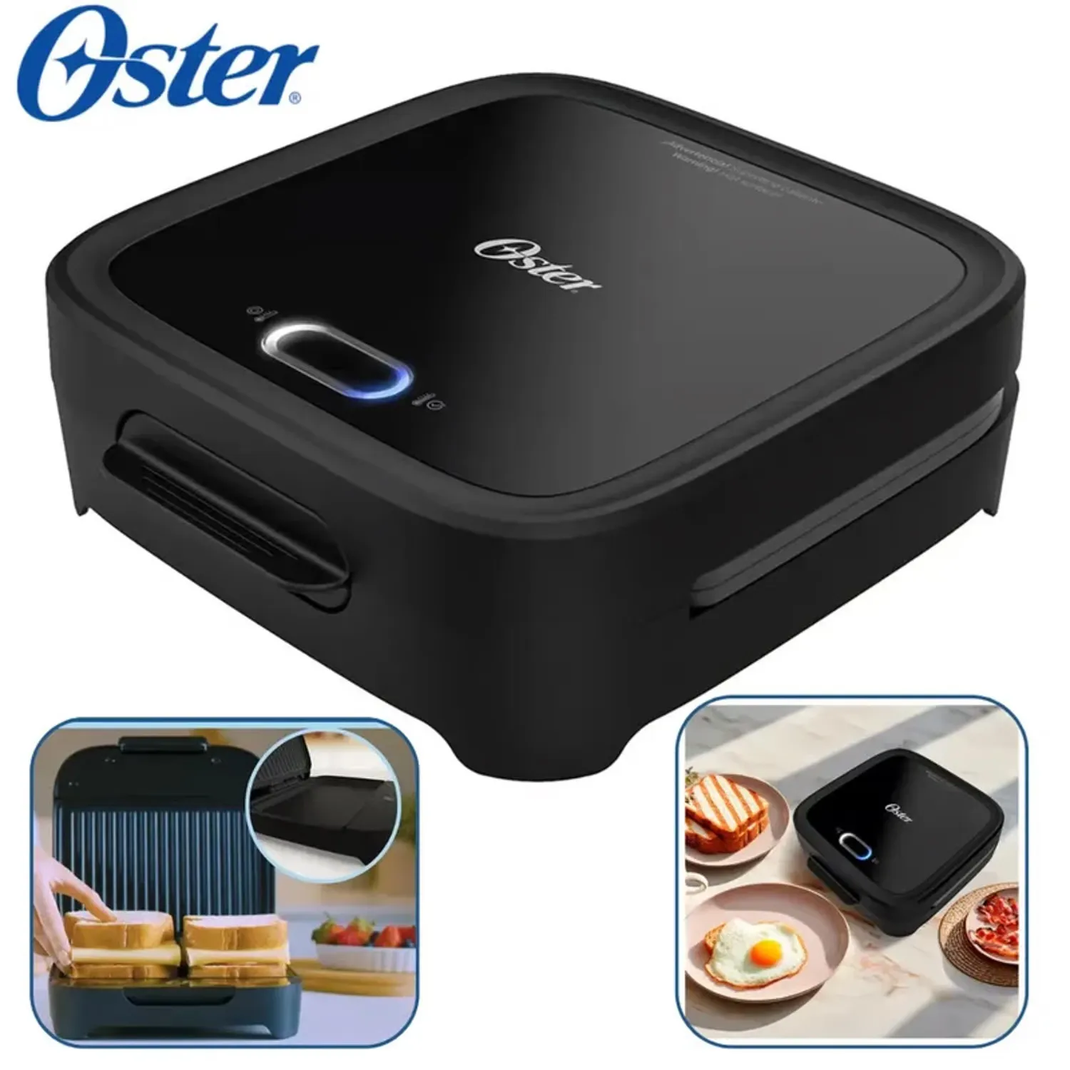 SANDWICHERA OSTER COMPACTA CON PLATOS HONDOS CKSTSM400 NEGRO - 1