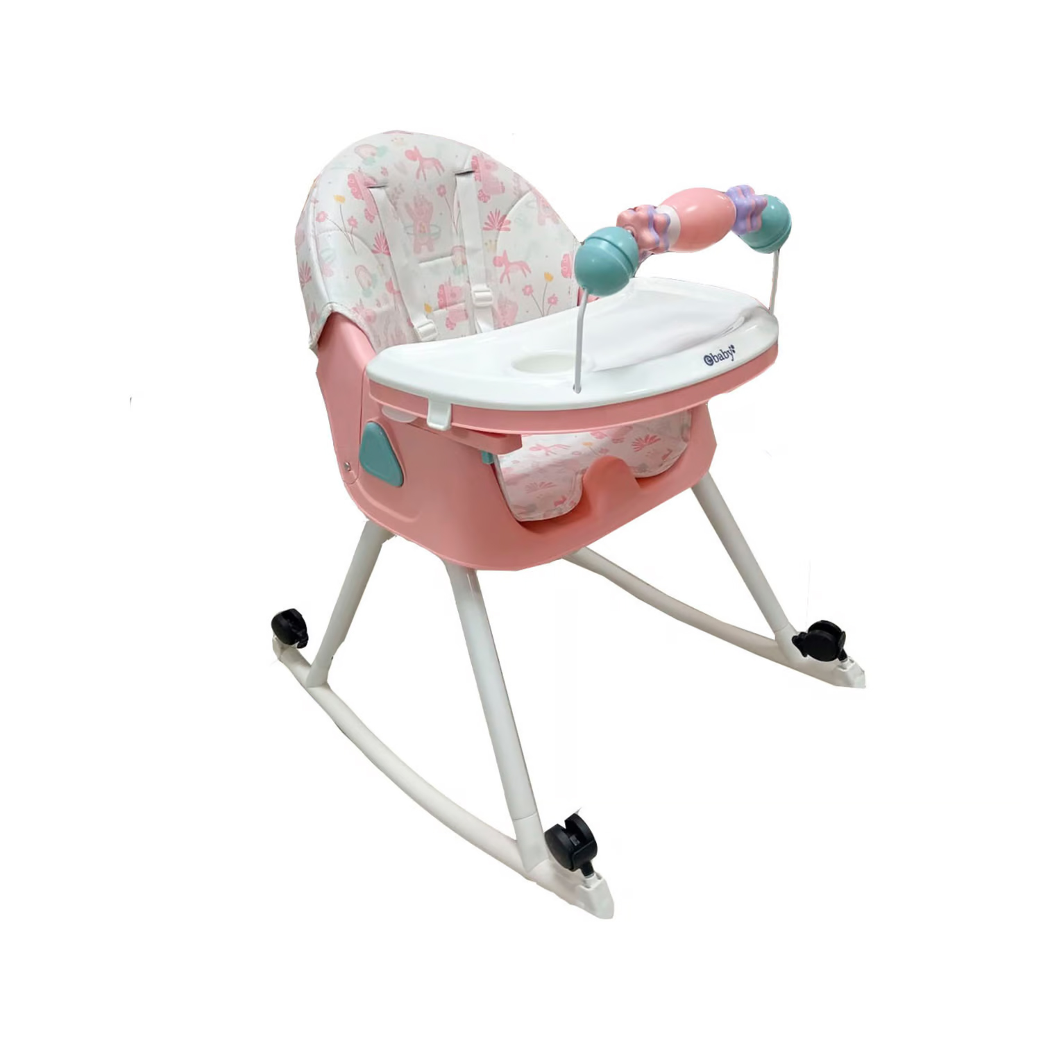 SILLA DE COMER ASIENTO RECLINABLE CON RUEDAS DALI ROSADO - 2