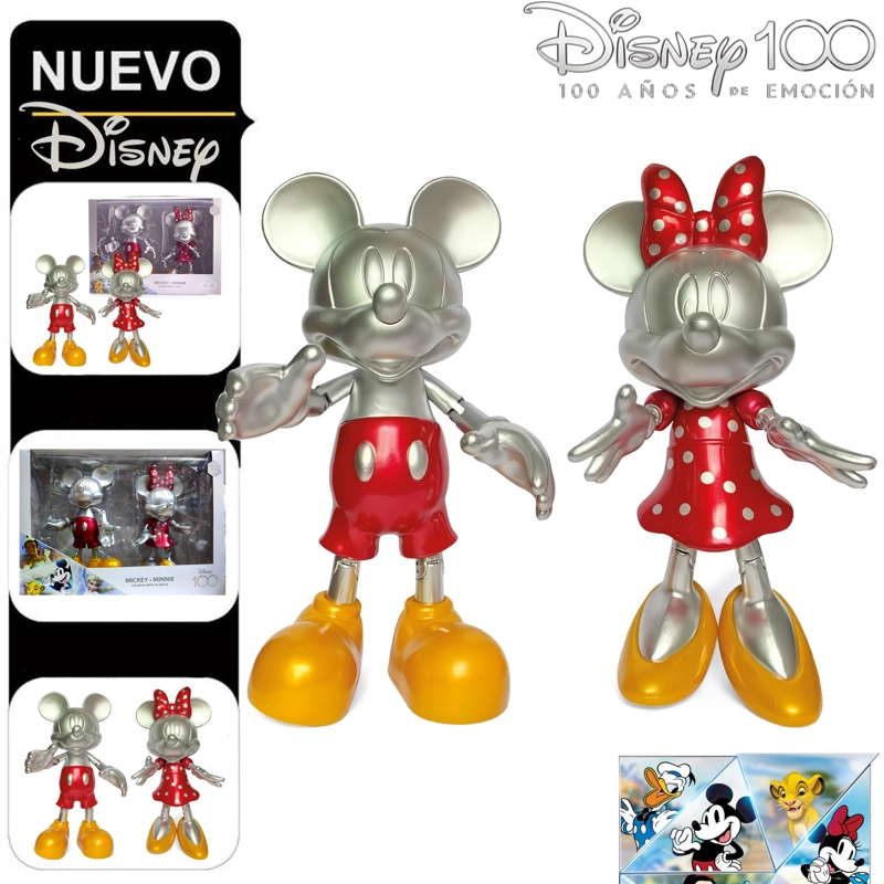 SET DE FIGURAS ARTICULABLES  MICKEY Y MINNIE PLATINADO MM-1D100 - 1
