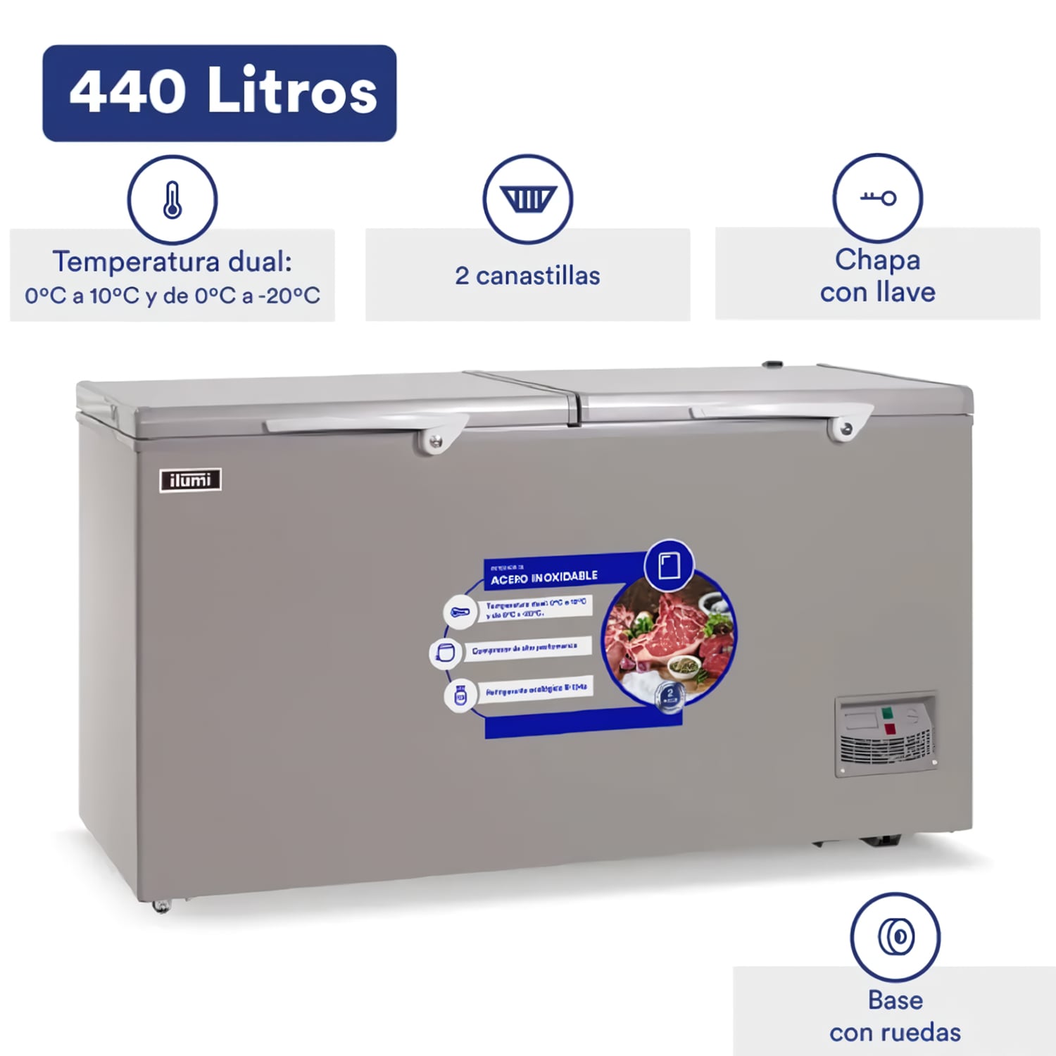 CONGELADORA DUAL ILUMI 440 LITROS TFI-4402 GRIS - 1
