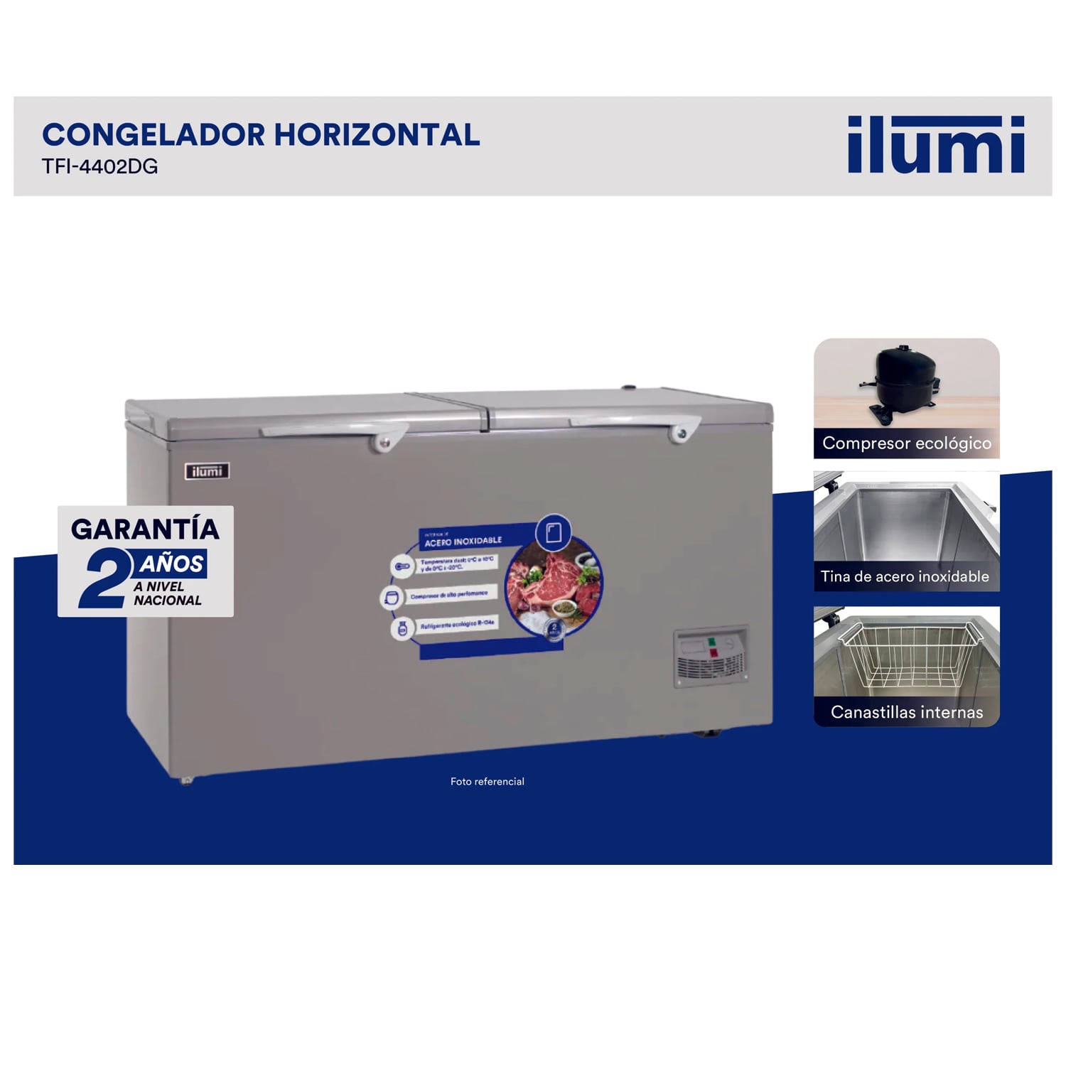 CONGELADORA DUAL ILUMI 440 LITROS TFI-4402 GRIS - 5