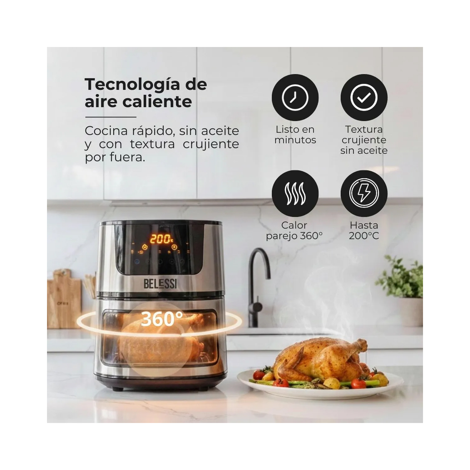 FREIDORA DE AIRE BELESSI 4.5LT 2400W BLSE003 - 8