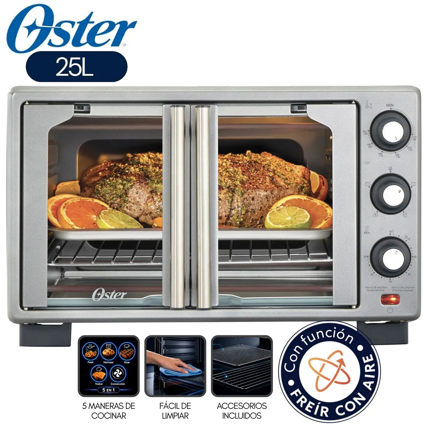 HORNO ELÉCTRICO CON FREIDORA DE AIRE 25L PUERTA FRANCESA TSSTTV25FDMAFNS - 1
