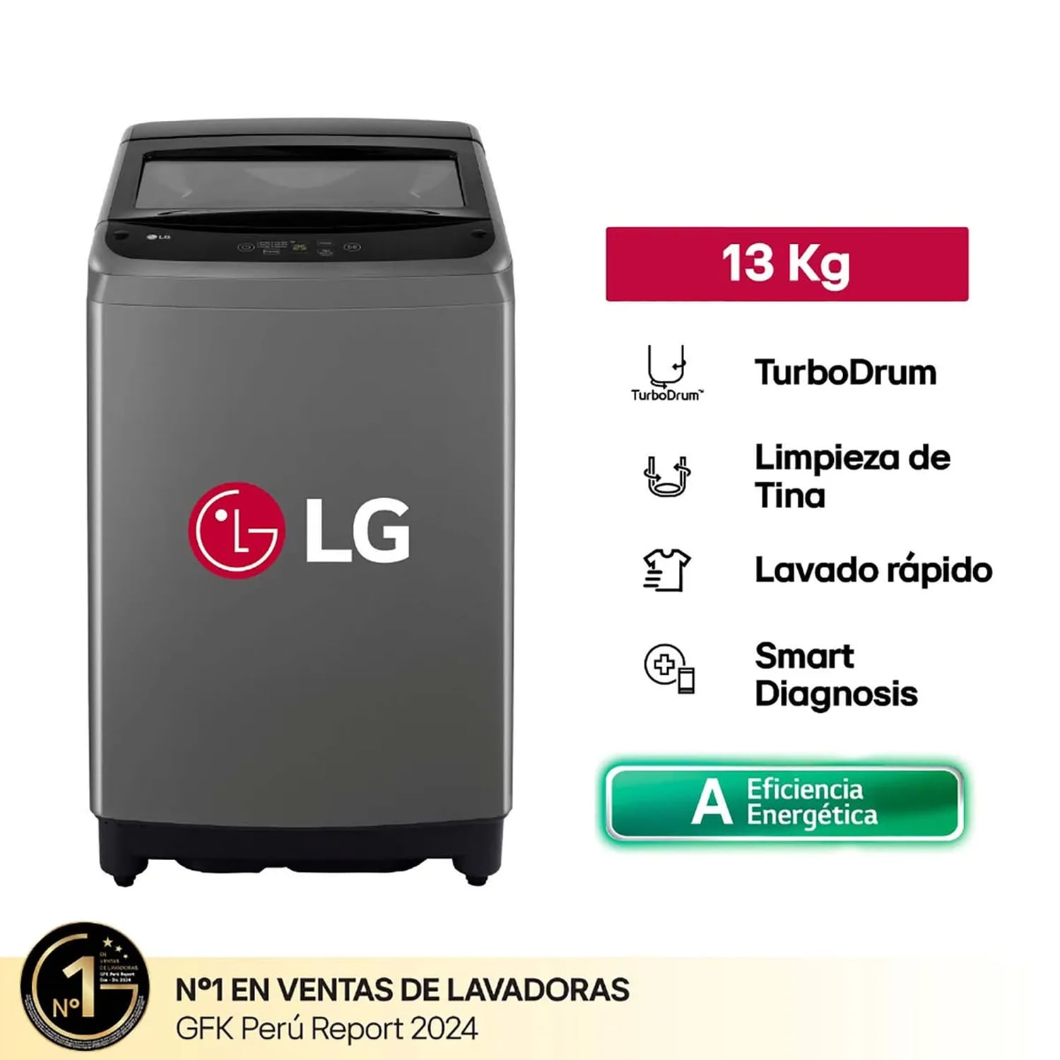 LAVADORA 13KG CARGA SUPERIOR NEGRO CLARO WT13BVTB - 1