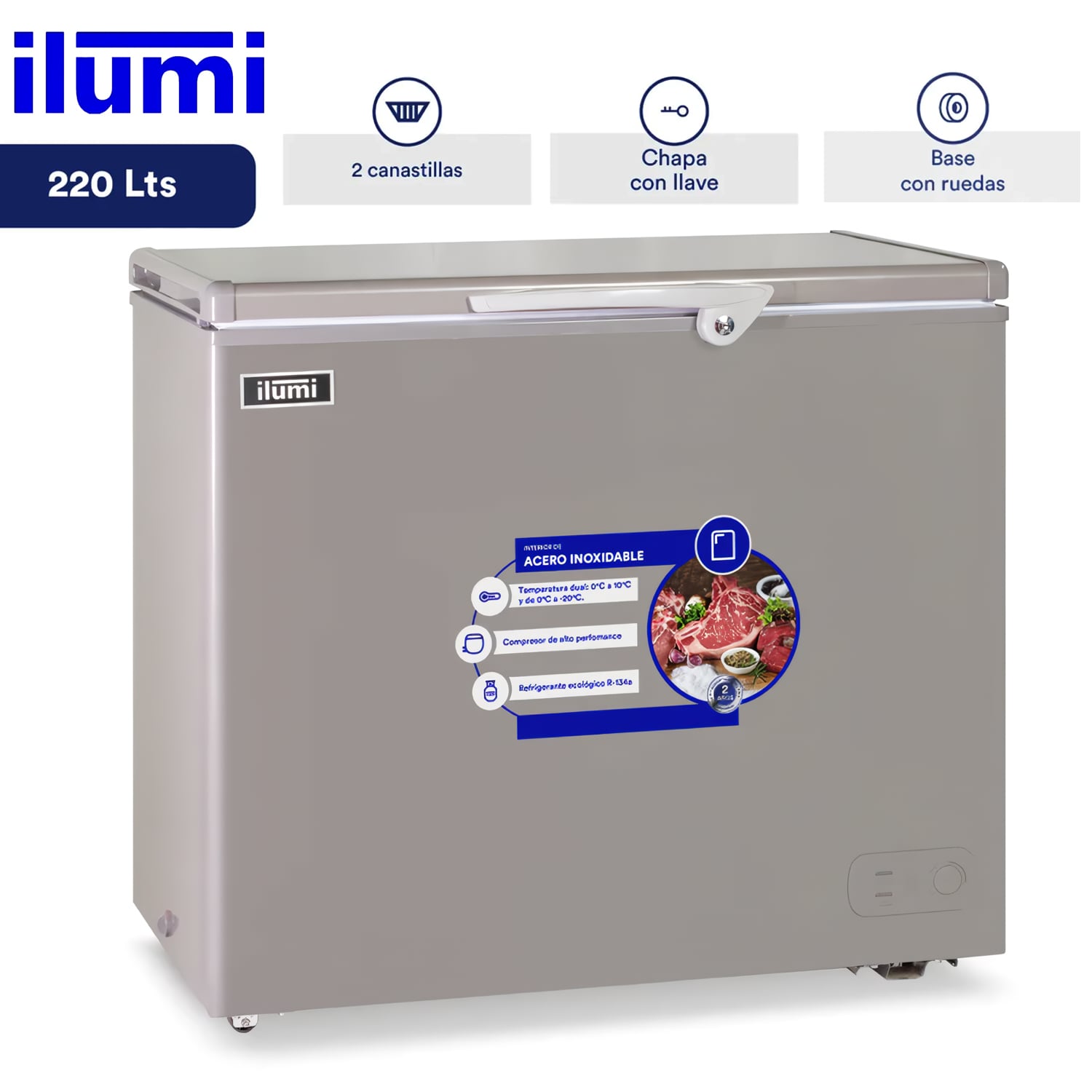 CONGELADORA DUAL ILUMI 220 LITROS TFI-2200DG GRIS - 1