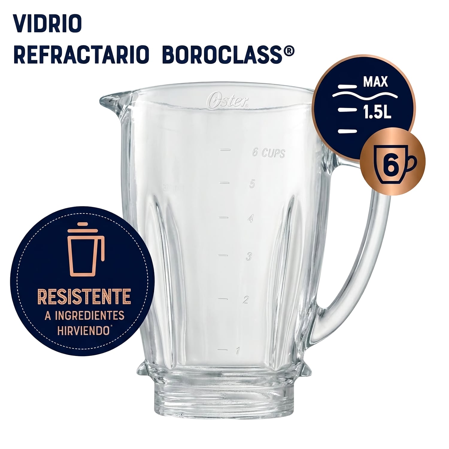VASO DE VIDRIO CONTEMPORÁNEO GRANEL LICUADORA OSTER - 1