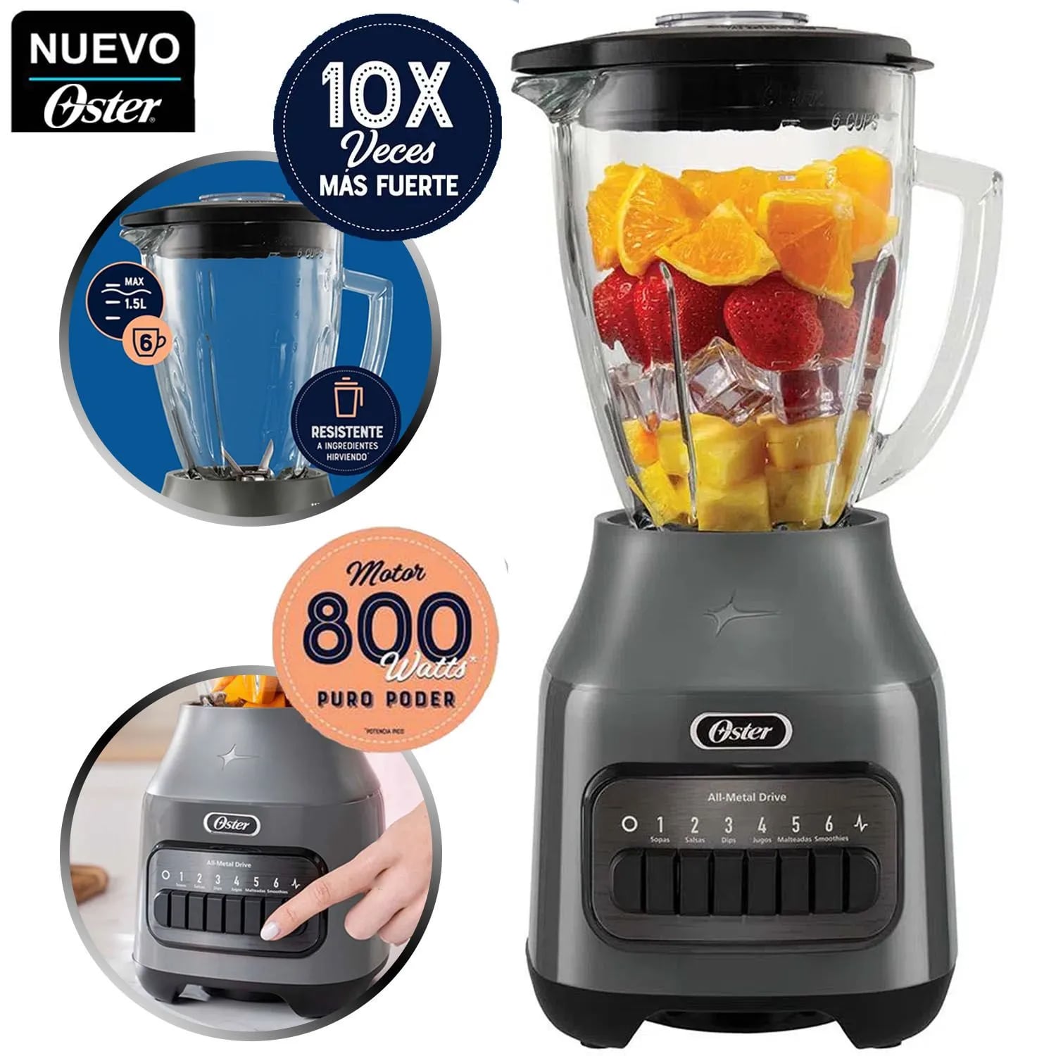COMBO LICUADORA OSTER 6 VELOCIDADES BLSTPEG-GPB + HERVIDOR ELÉCTRICO WHITELINE 1707 NEGRO - 2