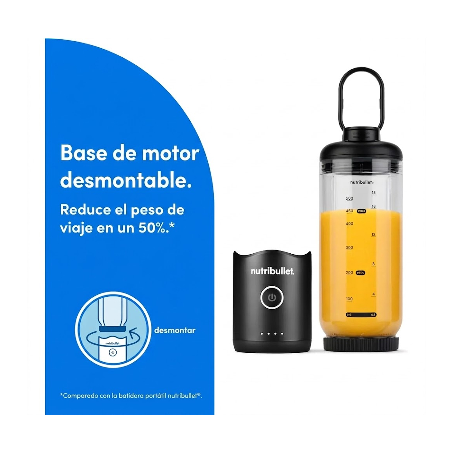 LICUADORA PORTÁTIL NUTRIBULLET FLEX 650 ML PARA SMOOTHIES Y BATIDOS NEGRO - 5