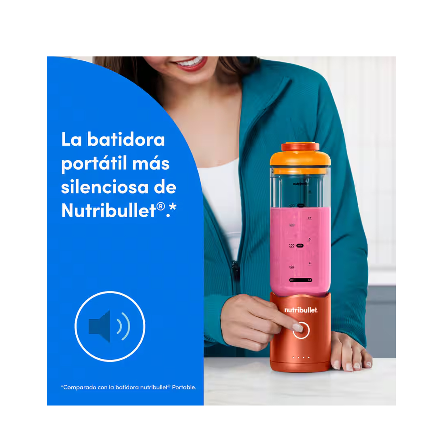 LICUADORA PORTÁTIL NUTRIBULLET FLEX 650 ML PARA SMOOTHIES Y BATIDOS NARANJA - 2