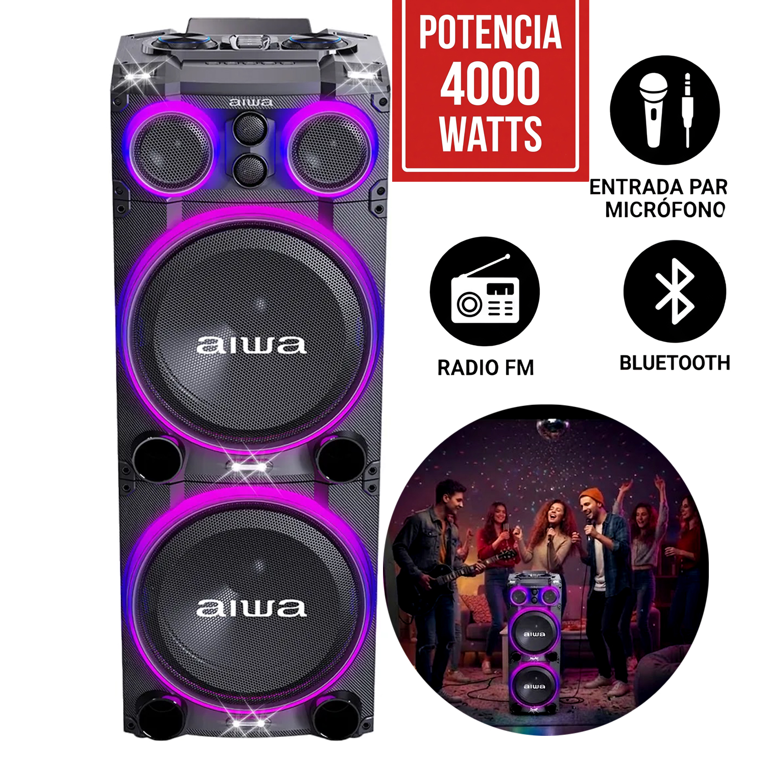 TORRE DE SONIDO AWPOC15 4000W PMPO - 1