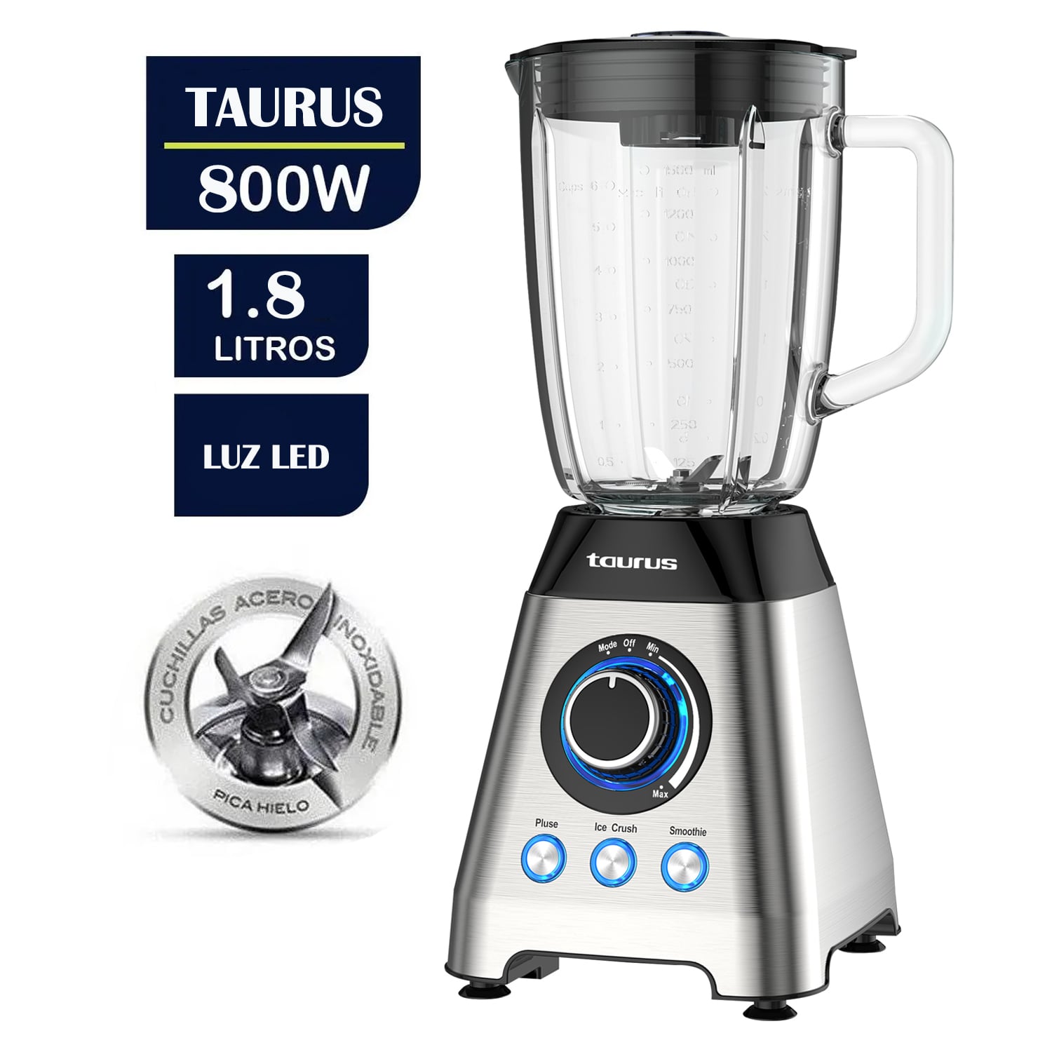 COMBO TAURUS LICUADORA EXPERT 800 1.8 LITROS 800 WATTS + PLANCHA - 2