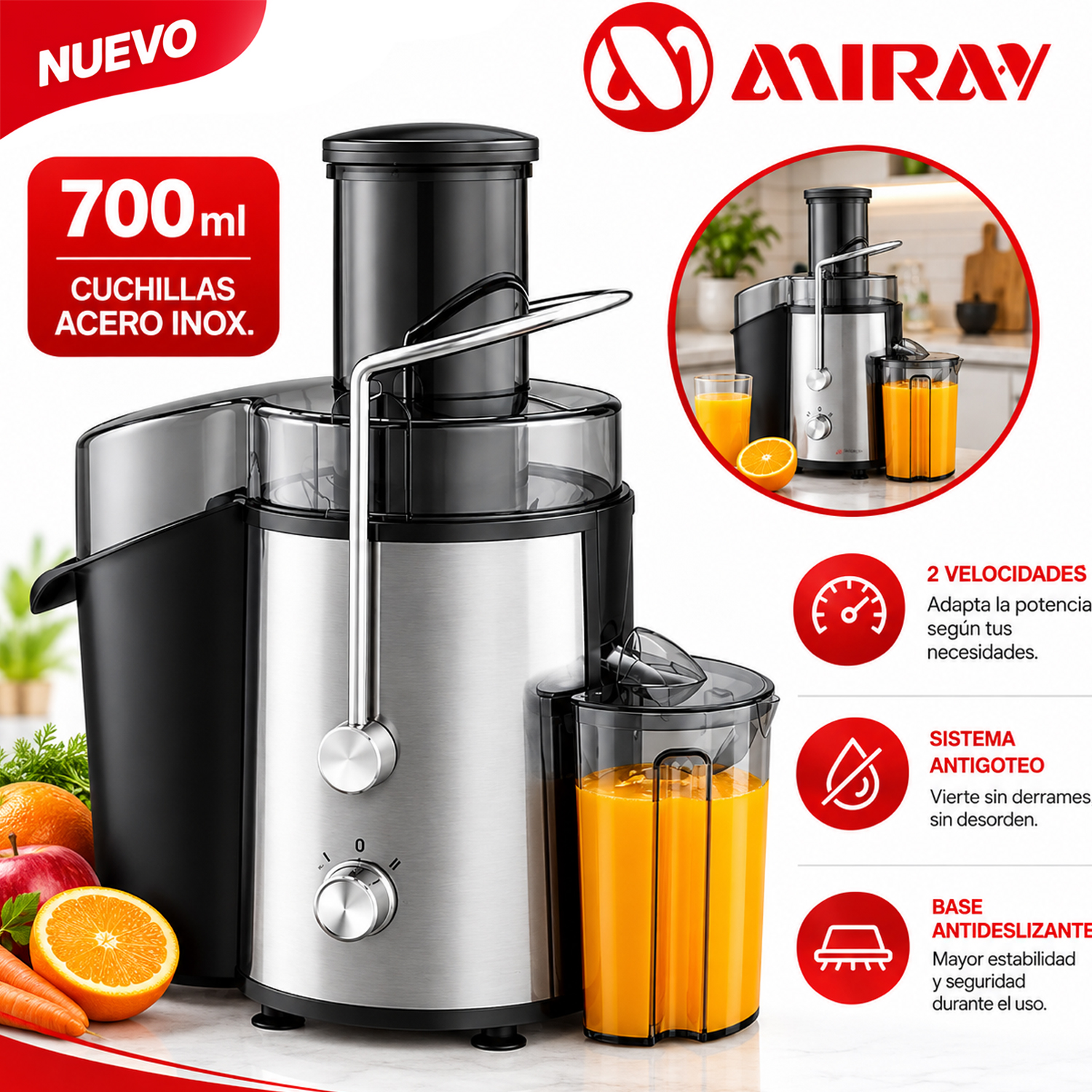 EXTRACTOR DE JUGO MIRAY EM-41 800 WATTS - 1
