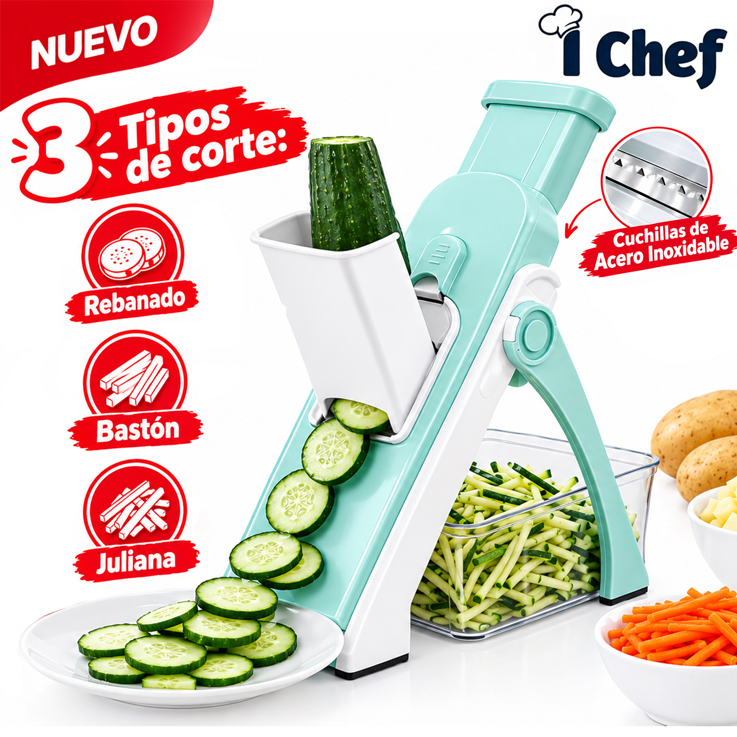 CORTADOR DE VERDURAS I CHEF MANDOLINA VERDE - 1