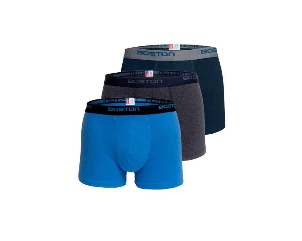 PACK 3 BÓXERS LICRA BOSTON CORTO RIB DO MULTICOLOR - 1