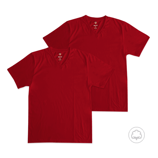 PACK 2 POLOS MANGA CORTA HOMBRE BOSTON CUELLO V ROJO - 1