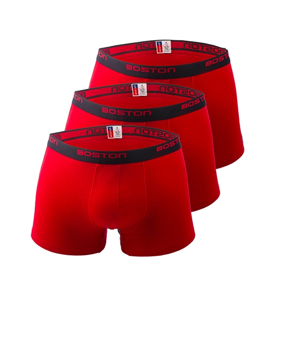 PACK 3 BÓXERS HOMBRE BOSTON CORTO RIB LICRADO ROJO - 1