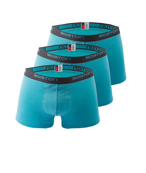 PACK 3 BÓXERS HOMBRE BOSTON CORTO RIB LICRADO TURQUESA - 1