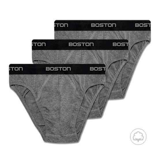 PACK 3 CALZONCILLOS BOSTON DEPORTIVO CON ELASTICO VISIBLE GRIS - 1