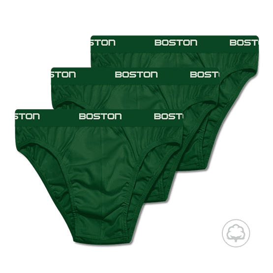 PACK 3 CALZONCILLOS BOSTON DEPORTIVO CON ELASTICO VISIBLE VERDE - 1