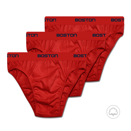 PACK 3 CALZONCILLOS BOSTON DEPORTIVO CON ELASTICO VISIBLE ROJO - 1