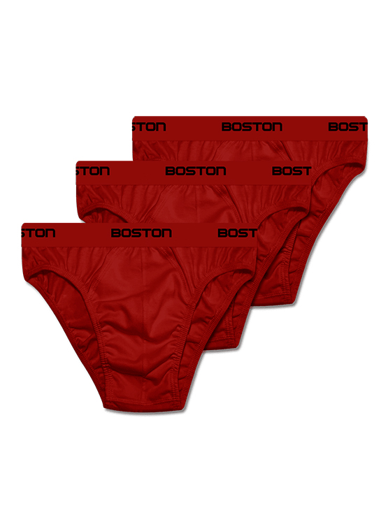 PACK 3 CALZONCILLOS BOSTON DEPORTIVO CON ELASTICO VISIBLE GUINDA - 1
