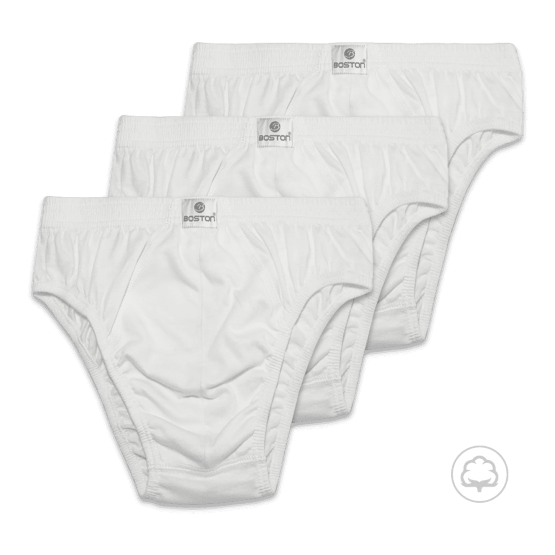 PACK 3 CALZONCILLOS BOSTON MATCH POINT CON ELASTICO RECUBIERTO BLANCO - 1