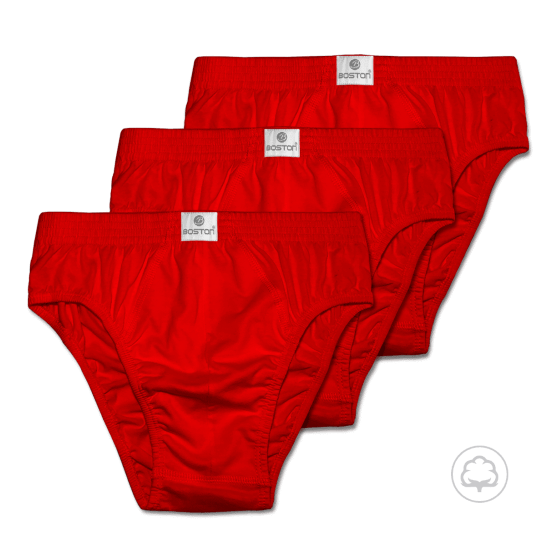 PACK 3 CALZONCILLOS BOSTON MATCH POINT CON ELASTICO RECUBIERTO ROJO - 1