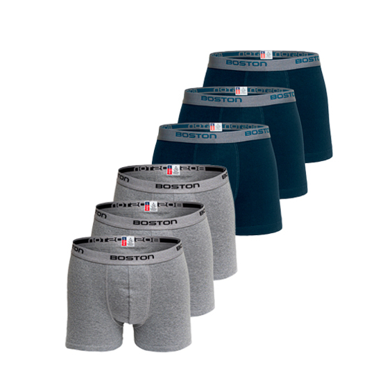 PACK 6 BÓXERS HOMBRE BOSTON CORTO RIB LICRADO MULTICOLOR - 1