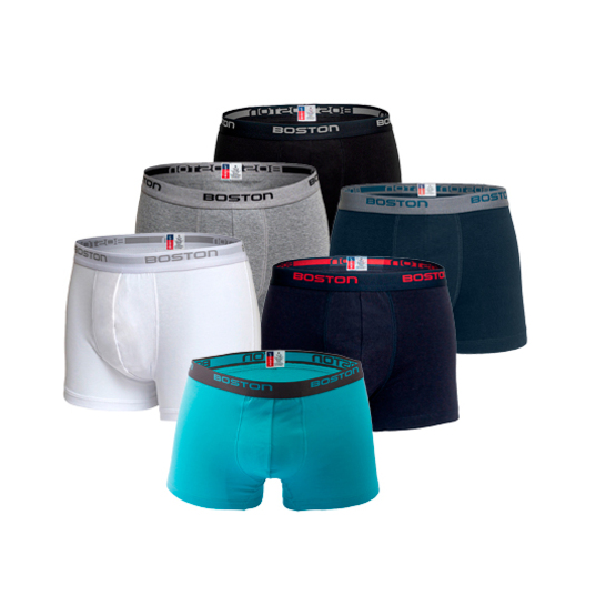 PACK 6 BÓXERS HOMBRE BOSTON CORTO RIB LICRADO MULTICOLOR - 1