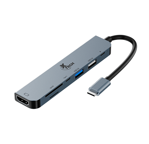 ADAPTADOR XTECH MULTIPUERTO 7 EN 1 CON CONEXION USB-C (XTC-571) - 1