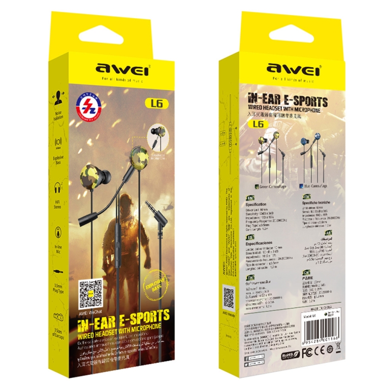AUDIFONOS AWEI IN EAR E-SPORTS (L6) - 2
