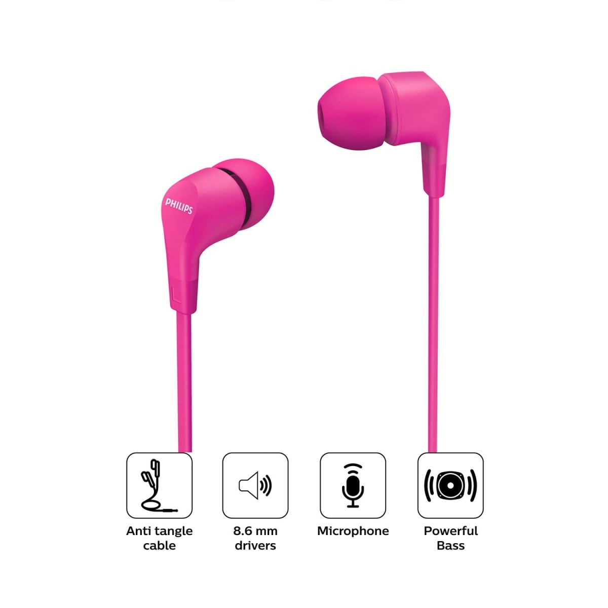 AUDIFONOS C/MICROFONO PHILIPS IN-EAR PINK (TAE1105PK) - 1