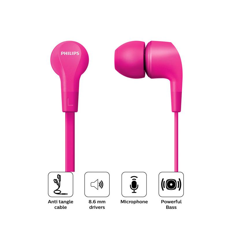 AUDIFONOS C/MICROFONO PHILIPS IN-EAR PINK (TAE1105PK) - 2