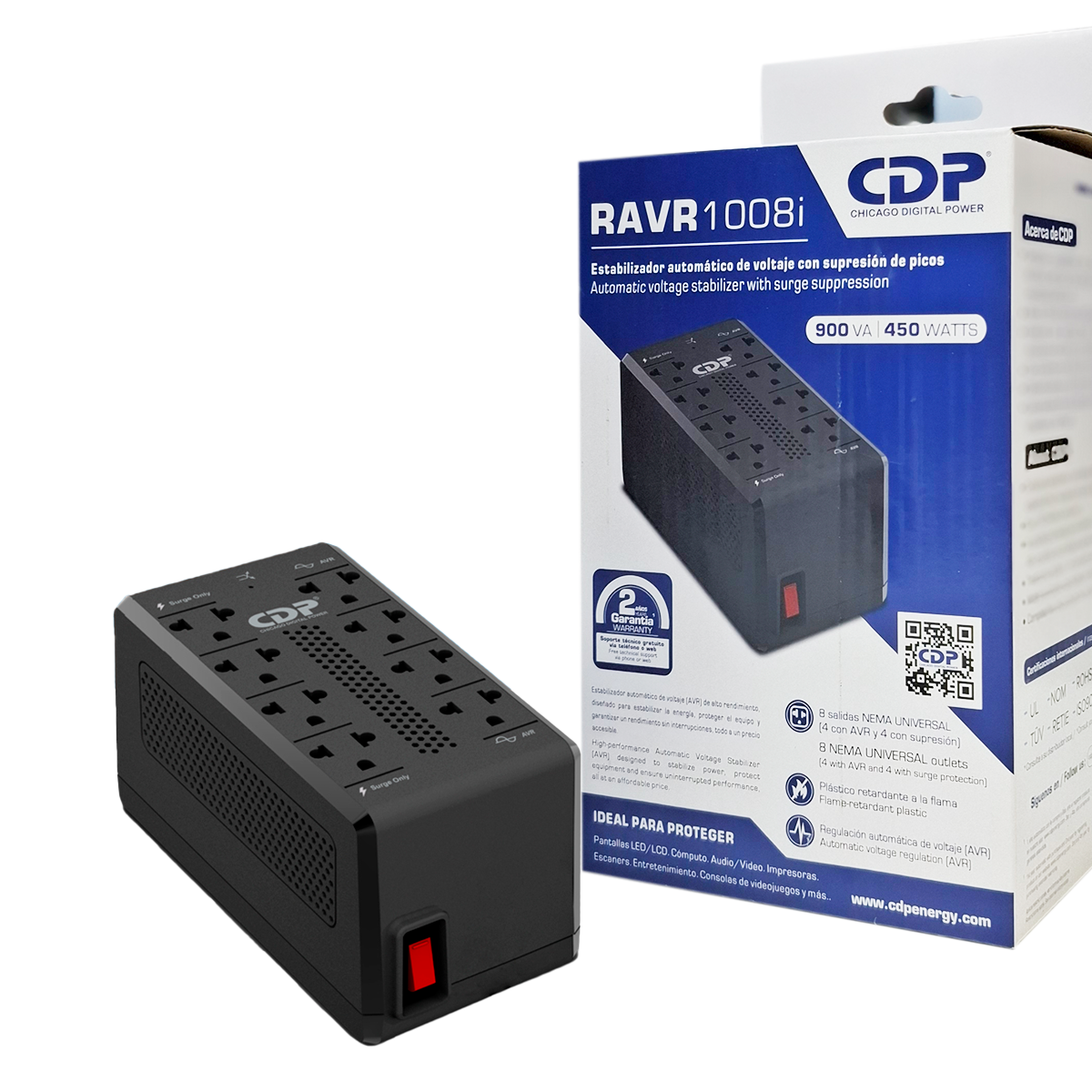 ESTABILIZADOR CDP AUTOMATICO DE VOLTAJE, 1000VA / 500WATTS (RAVR1008I) - 2