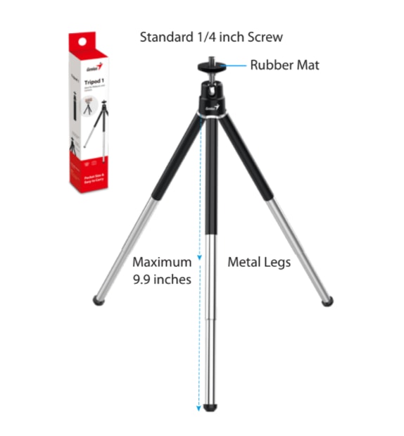 TRIPODE GENIUS P/WEBCAM 25.1 CM BLACK/SILVER (31250016400) - 2